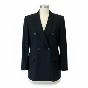 Vintage 100% Wool Jones New York Black Double-Breasted Blazer Size 10 Classic